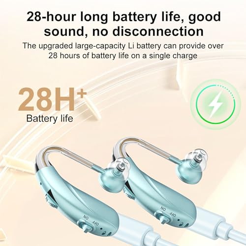 Image of FASTWELL F28-2 Unit for Both Ear Digital Advanced Rechargeable Hearing Aid for Adults with Hearing Loss | |Digital Noise Reduction | (Azure-Pair) | 1-Year Warranty