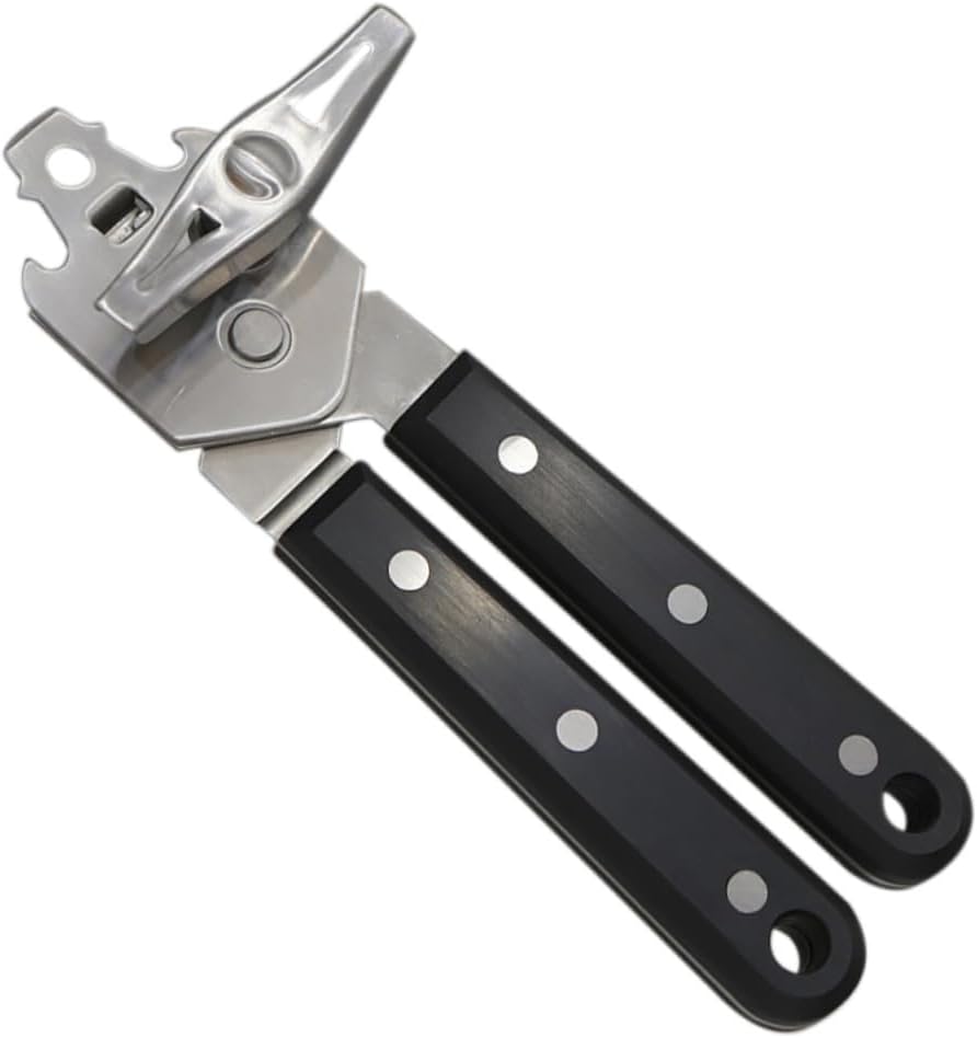 Multi Function Stainless Steel Can Opener with Jar Gripper Heavy Duty Manual Opener for Effortless Kitchen Use and Comfortable Design for Easy Handling