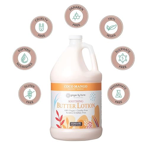Miniatura 4 de Ginger Lily Farm's Botanicals Loción calmante de mantequilla, mango de coco, 100% vegano y libre de crueldad, aroma de mango de coco, 1 galón