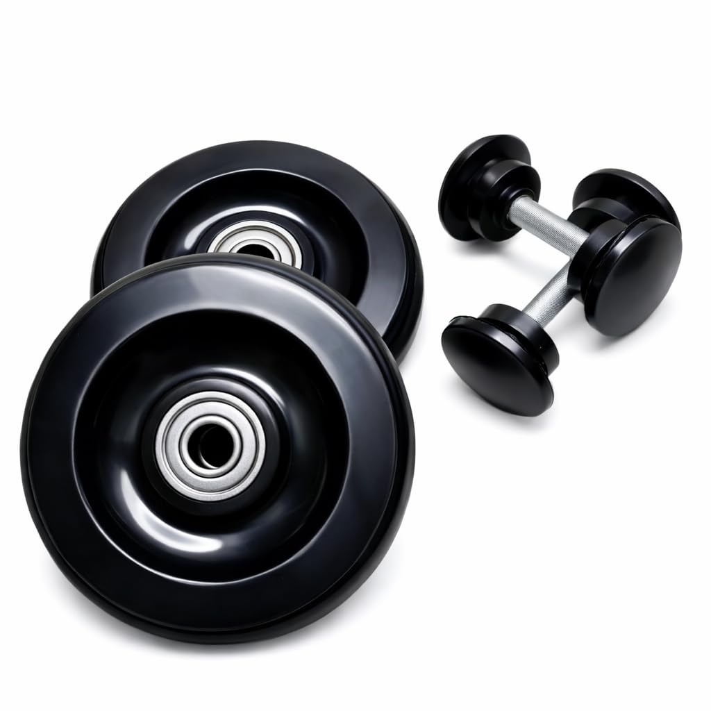 Kid's Durable Black Swing Car/Panda/Magic Car 2 Wheel Set(72mmOD,ID 8MM) with Bearings 608zz,Rod, and Bush Pattern - Easy to Fit and Ideal for Replacing Worn-Out or Damaged Wheels