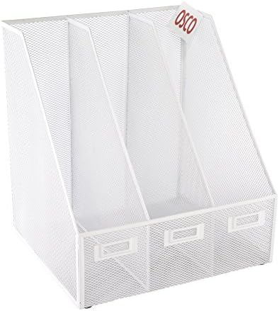 OSCO Arctic White Wire Mesh Triple Magazine Rack