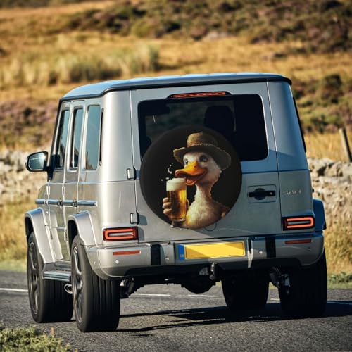 Image of Cute Duck Spare Tire Cover Universal Wheel Tire Cover Funny Cartoon Duck Tire Protectors for Travel Trailer Rv SUV Truck Camper and Many Vehicle 14 Inch