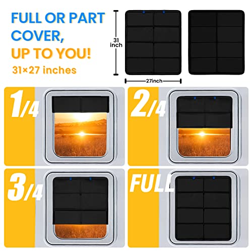 Funomo Rv Large Side Window Shade, 31 × 27 Inch Foldable Magnet Rv Blackout Window Cover, Keystone Outback Travel Trailer Side Windows Cover, Uv Rays Protection Waterproof Thickened Oxford (Black) #TOP2