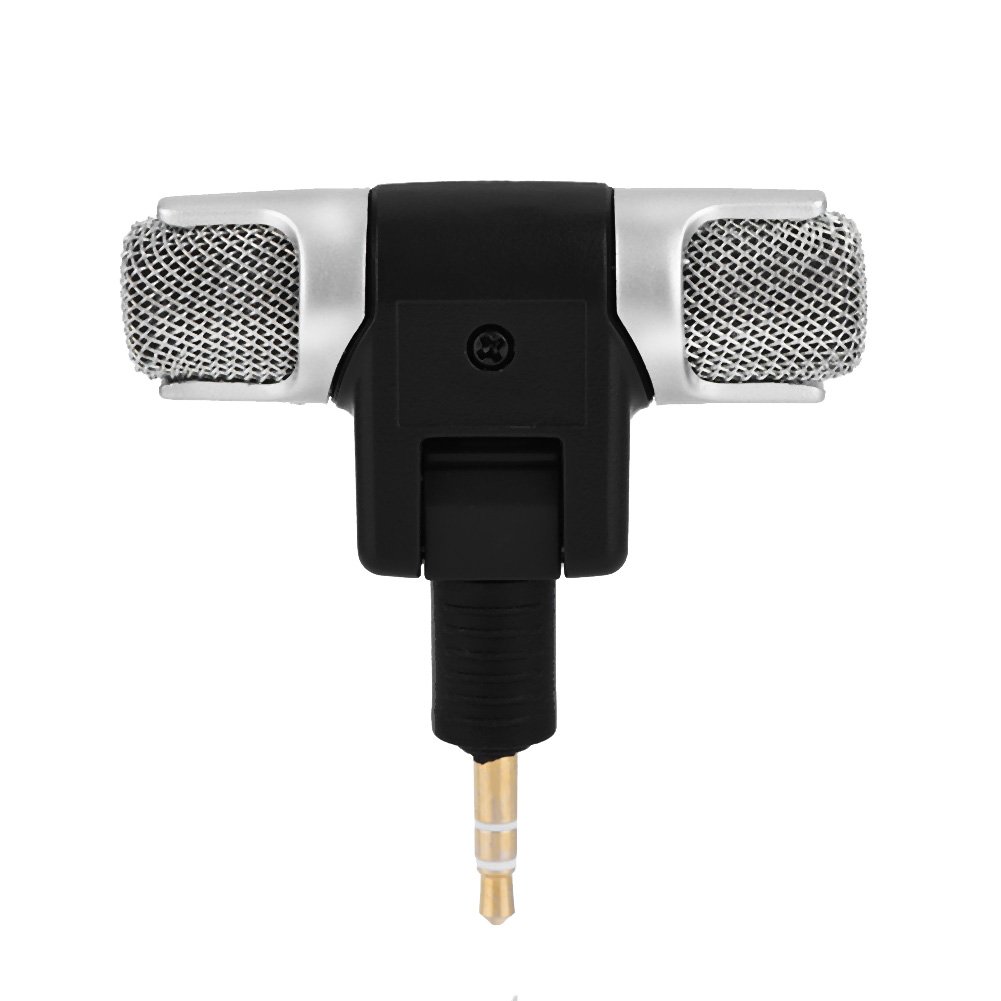 Vikye Compact Stereo Microphone for PC, Portable, MD Camera with Gold Plated Plug, Adjustable Angle