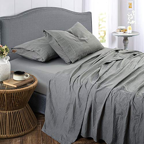 Image of Prewashed Crinkle Sheet Set - Extra Soft Linen Style Microfiber Bed Sheets - Lightweight and Breathable Bed Sheets for All Season Comfort - Deep pocket, Reinforced Elastic Corner Straps