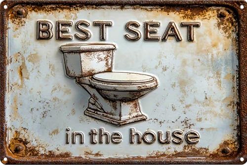 Vintage Funny Toilet Tin Sign,Retro Bathroom Metal Sign,BEST SEAT-Humorous Restroom