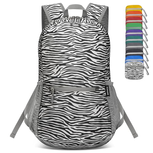 Image of ZOMAKE Ultra Lightweight Hiking Backpack 20L, Packable Small Backpacks Water Resistant Daypack for Women Men(Zebra Print)