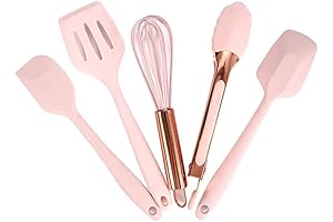 Rose Gold And Pink Kitchen Utensil Small Five-Piece Set Mini Silicone Kids Kitchen Tools