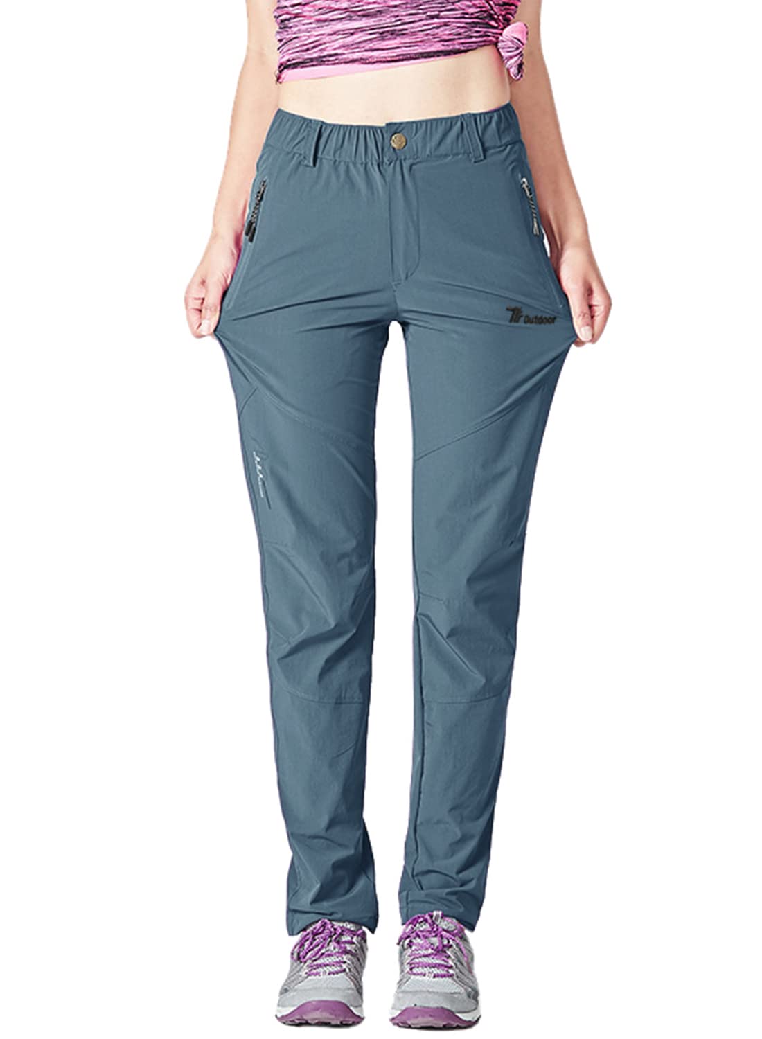 YSENTO Damen Wanderhose Outdoorhose Wasserdicht Schnelltrockend Stretch Trekkinghose Funktionshose mit Reißverschlusstaschen