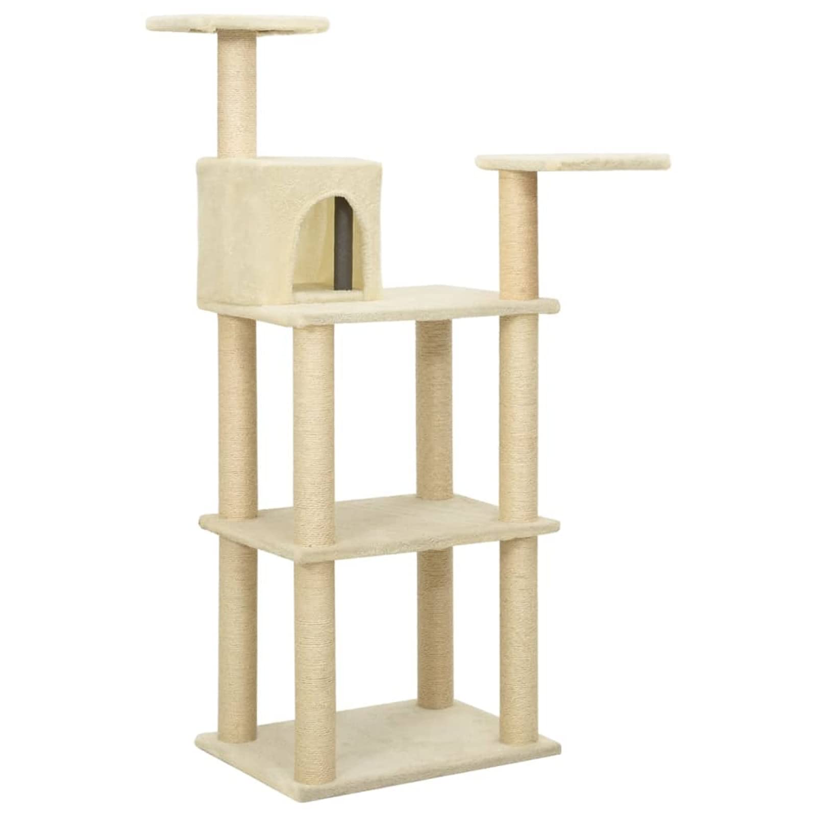 Homgoday Albero tiragraffi in sisal, color crema, 119 cm, torre tiragraffi, casetta multilivello per gatti, centro attività per gatti, animali e articoli per animali domestici