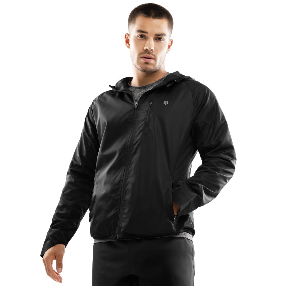 SIROKO Chaqueta cortavientos entrenamiento fitness Grand Marathon Negro