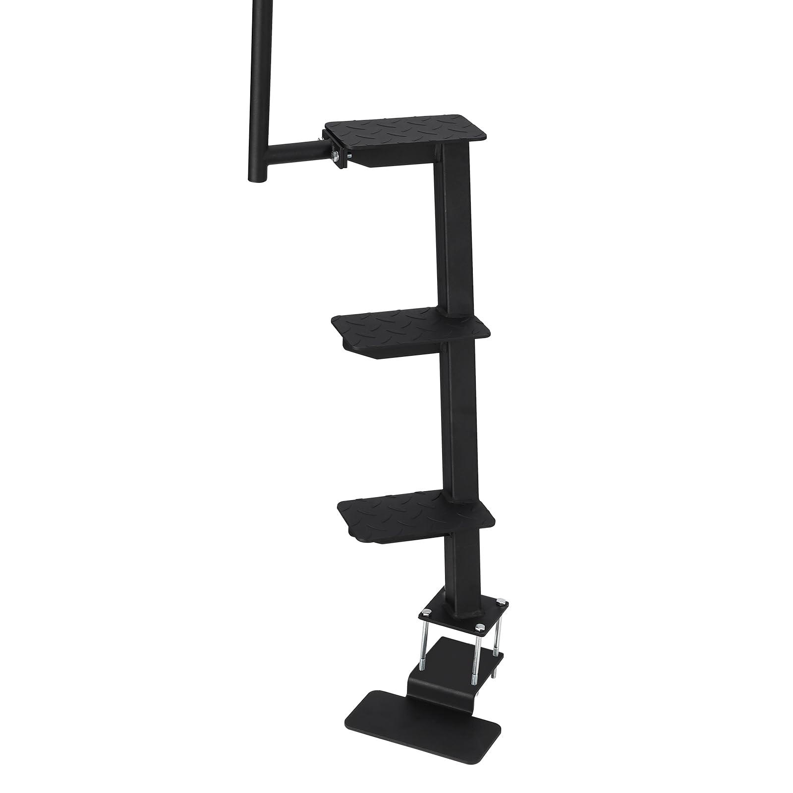 Garvee Bootstrailer Treppe Aus Metall, 3 Stufen Bootstreppe Mit Handlauf, Robuste Trailer Einstiegshilfe Mit Bodenstufe, Schwarz, Für Boot & Anhänger