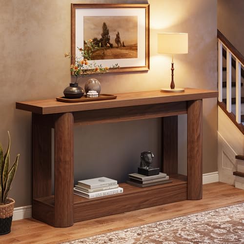 Image of Tribesigns 63-Inch Farmhouse Console Table, Narrow Long Sofa Table Behind The Couch, 2-Tier Storage Entryway Furniture for Hallway, Entrance, Living Room, Rustic Brown