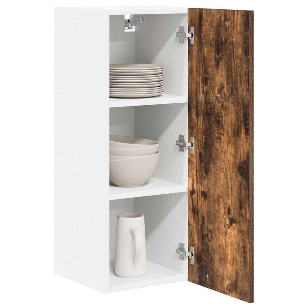Hängeschrank mit Tür in Geräucherte Eiche und Weiß, Holzwerkstoff, 30 x 31 x 80 cm, moderner Stauraum für Küche und Esszimmer, vielseitig als Vorratsschrank, Organizer