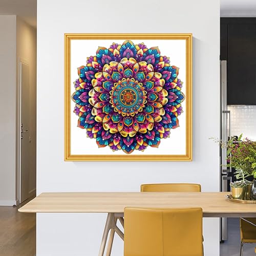 Image of Foxhool Stamped Cross Stitch Kits,11CT Printed Cross Stitch Pattern Full Embroidery Kits for Beginner Needlepoint Kits-Magic Mandala 18x18 inch