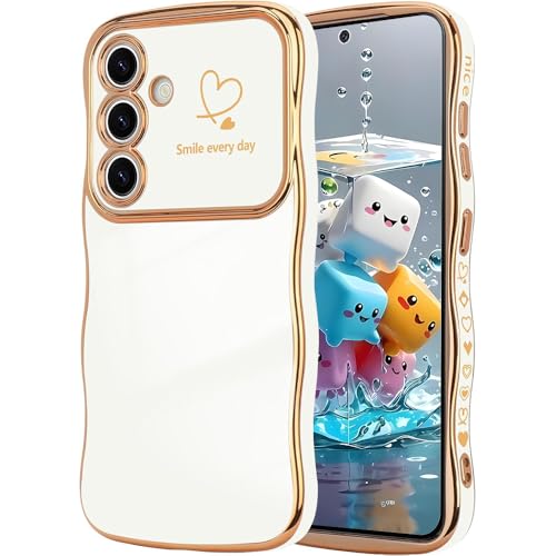 CaseLover Coque de Protection pour Samsung Galaxy A57 4G/A57 5G, Étui Motif de Cœur d'amour et de Vagues, Forme Bouclée Case, en Silicone TPU Anti-Chocs...