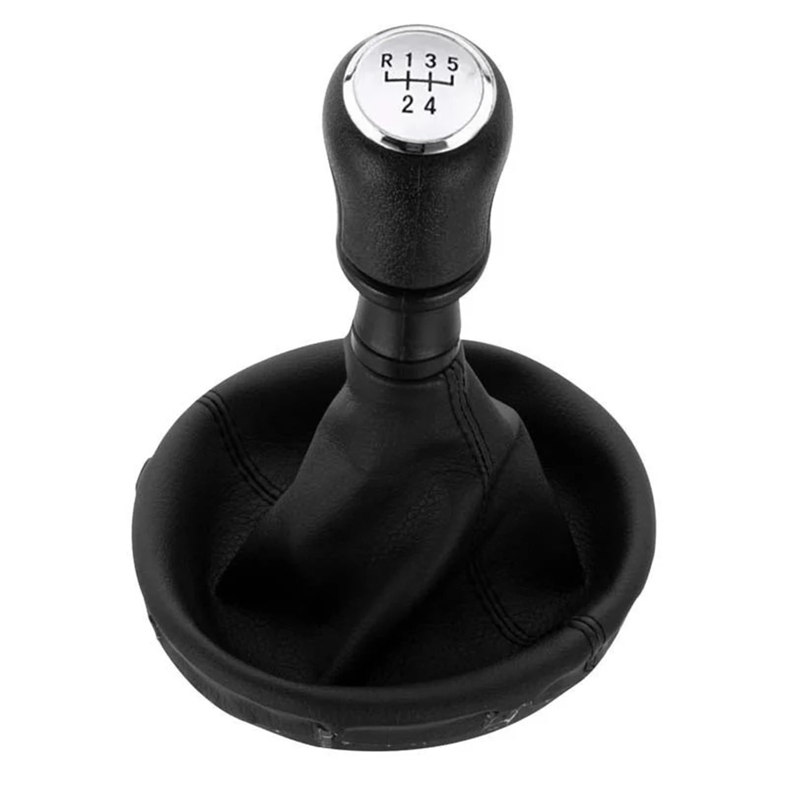 Jxewmtmc Silver 5 Speed For Vw For Transporter T5 T5.1 Gp 2004-2011 Car 6 Speed Gear Stick Shift Knob Leather Boot Gear Stick Shift Cover(Silver 5 Speed)