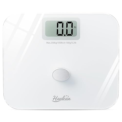 Miniatura 1 de Báscula de baño de gran tamaño para peso corporal de hasta 550 libras, sin batería, báscula digital extra ancha Healcan blanca