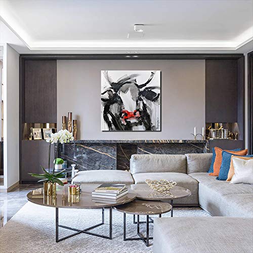 Toile art graffiti vache aquarelle abstrait moderne tableau décoration murale