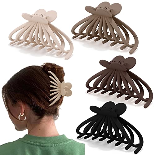 Canitor 4.9" Extra Large Hair Clips Claw Clips For Thick Hair 4Pcs Big Claw Clips Hair Clips For Women Girls Neutral Color Matte Jumbo Hair Claw Clips Non-Slip Jaw Clips Mother's Day Gifts #TOP5
