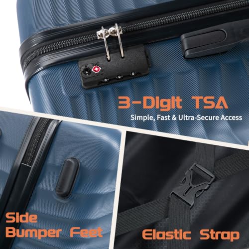 Image of Rosamo Luggage Sets 3 Piece, ABS Suitcase Set (20 /24 /28), Hardside luggage with Spinner Wheels, Travel Luggage,14x8x9 Airline Approved Carry on, Lightweight Luggage withTSA Lock