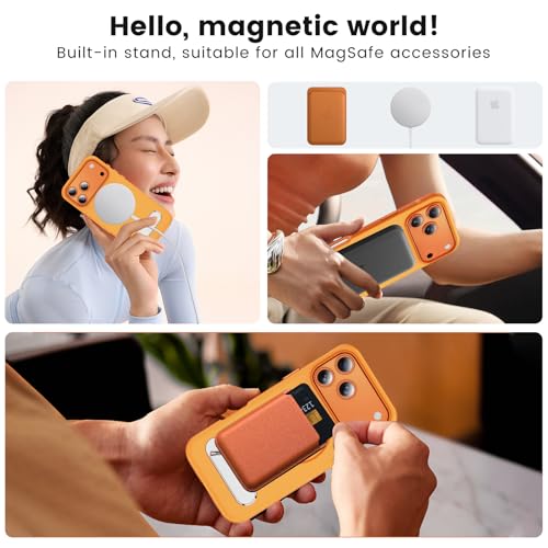 Coque iPhone 17 Pro Max Mag-Safe avec support orange antidérapant - 5