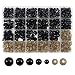 TOAOB 250 Pièces 6 à 12 mm Yeux de Sécurité de Poupées d'animaux Peluche en Plastique Noirs avec 250pcs Rondelles pour Artisanat DIY Fabrication de Marionnettes