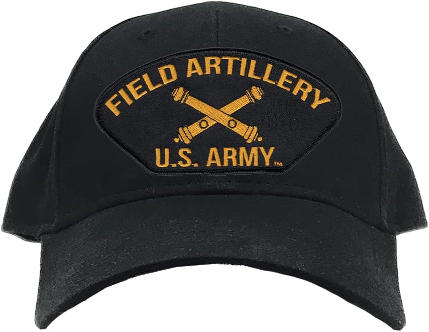 Military Productions US Army Field Artillery Men's Hat - Officially Licensed Black Baseball Cap