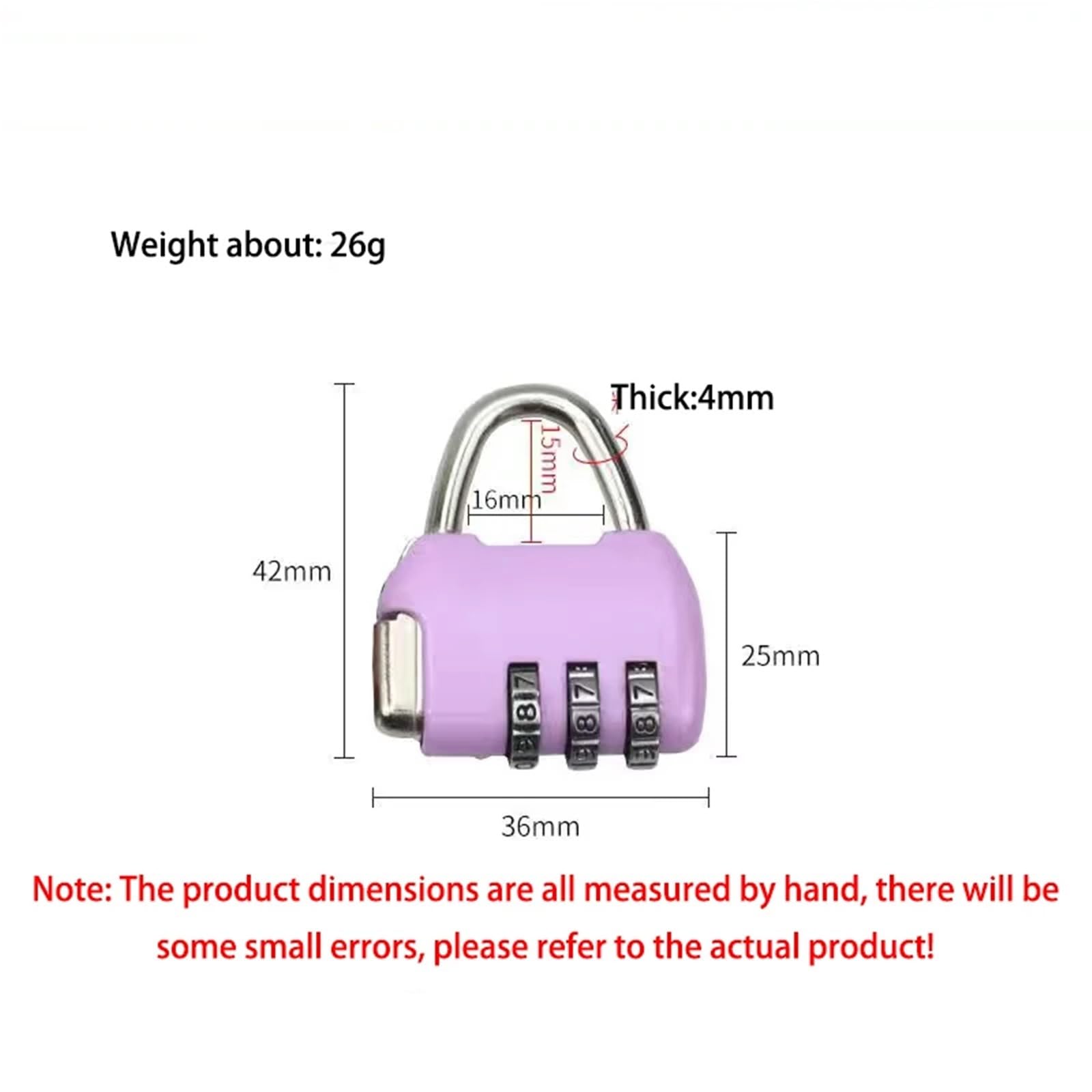 Cadenas de voyage en alliage de Zinc, sac à dos, petite valise de réinitialisation, mot de passe, serrure de cartable, Mini combinaison de 3 mots de passe, 1 pièces(Purple)