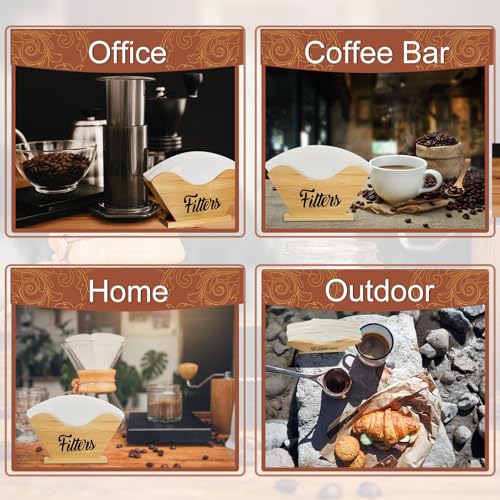 Support de filtre à café rustique en bois pour rangement et organisation de cuisine - 6