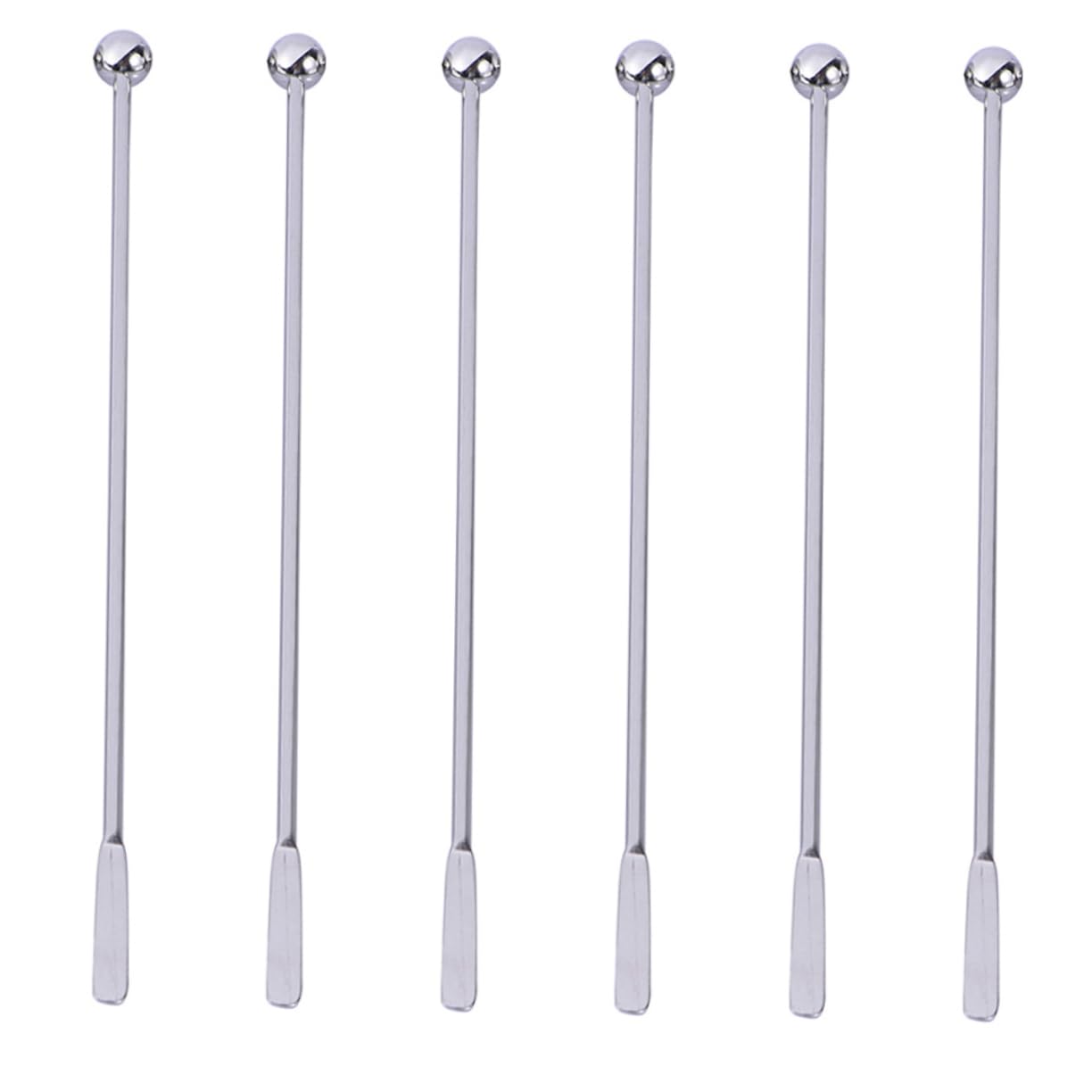 Ciieeo 6Pcs Stainless Steel Stirring Rods for Cocktails Beverage Mixing Sticks Creative Bar Swizzle Sticks for Home Parties Events Silver Finish