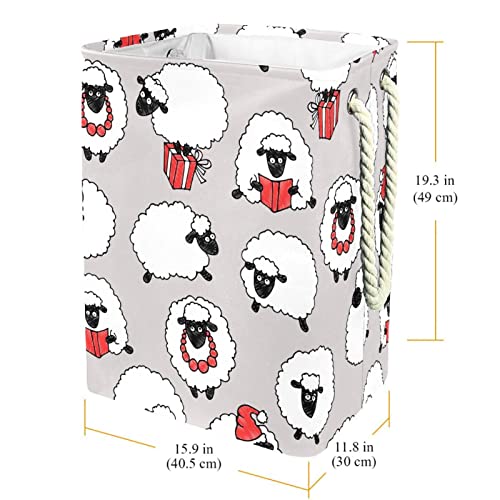 Panier à linge imperméable mouton avec poignées en tissu