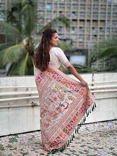 Image of SGF11 Women's Kanjivaram Pure Soft Silk Saree With Unstitched Blouse Piece