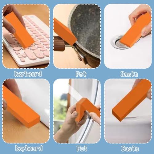 KIRZAX 4 Kalkradierer, wiederverwendbare Kratzer- und Kalkradierer aus Edelstahl, tragbar, Edelstahl, Flecken-, Kalk- und Rostradierer für Töpfe, Pfannen, Wasserkocher und Wasserhähne