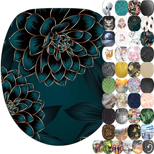 Sanilo Abattant WC frein de chute, Grande sélection de lunettes de toilette avec abaissement automatique, Fixation facile (Dahlia)