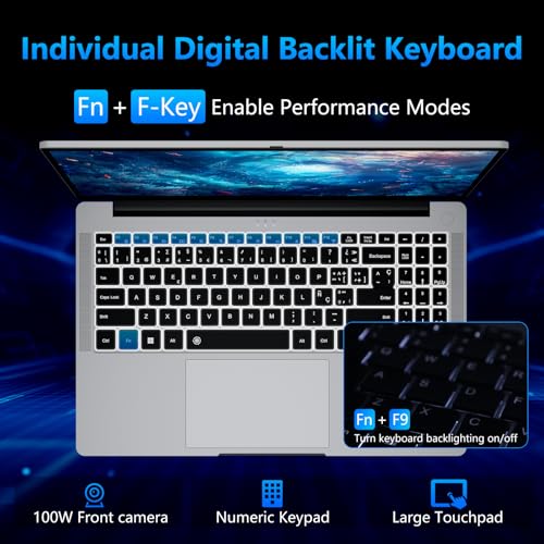 Image of 2026 Laptop, 15.6 inch Laptop Computer, 16GB RAM 1TB SSD, AMD R5 6-Core CPU, AMD Radeon Lap top PC, Laptops with Backlit KB, 1080P FHD, 180 Open, 55.2Wh, Type-C, HDMI, Win 11 Pro, Light Gaming Laptop