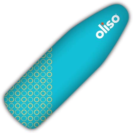 oliso Ironing Board Cover – 100% Cotton with Professional Felt Pad, Fits Standard 54" x 15" Boards – Secure Fit with Wide Elastic Edge & Adjustable Straps – Turquoise