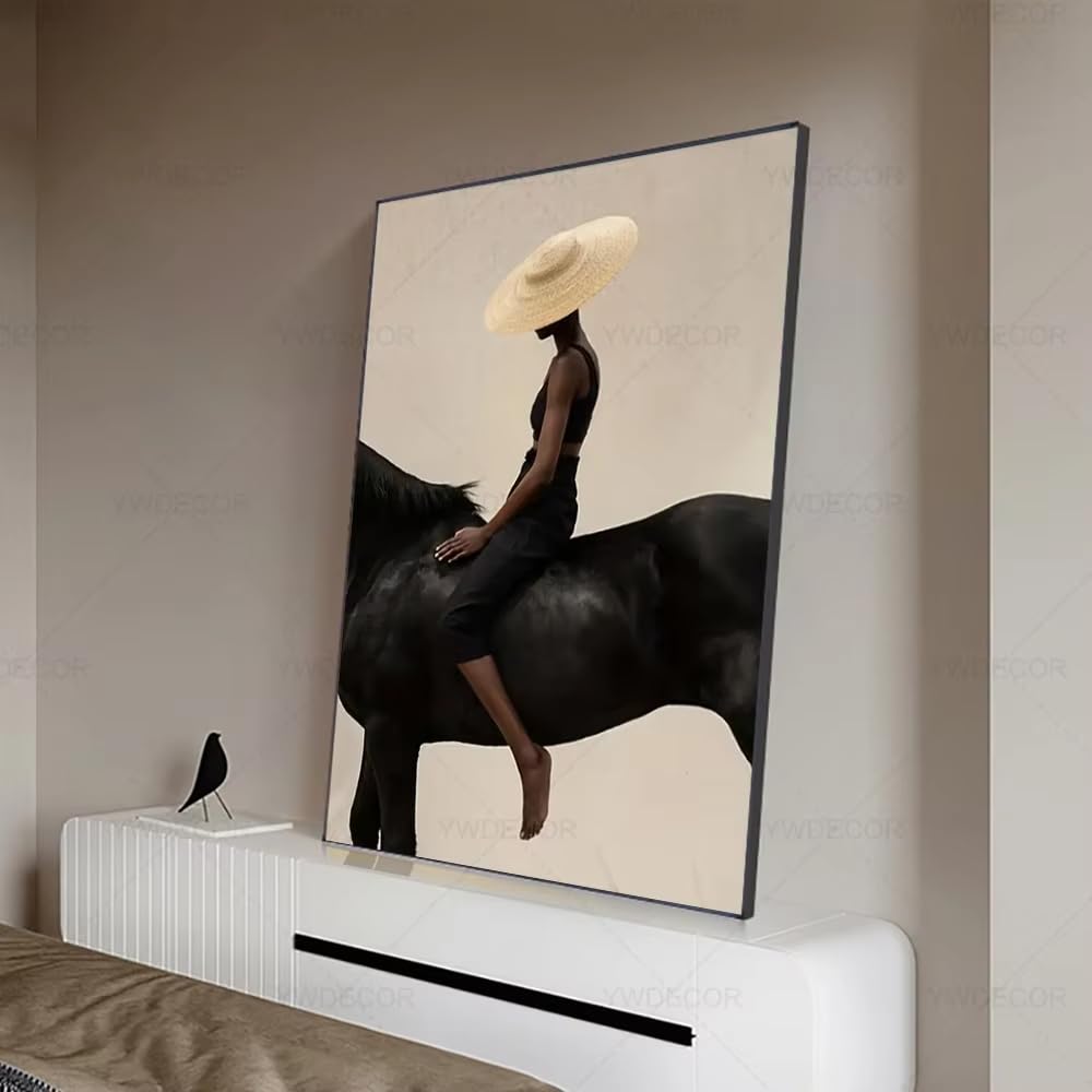 Cuadro de pared moderno con diseño de caballo negro, lienzo artístico de lujo, pintura de pared para dormitorio, oficina, sala de estar, decoración del hogar, 60 x 80 cm