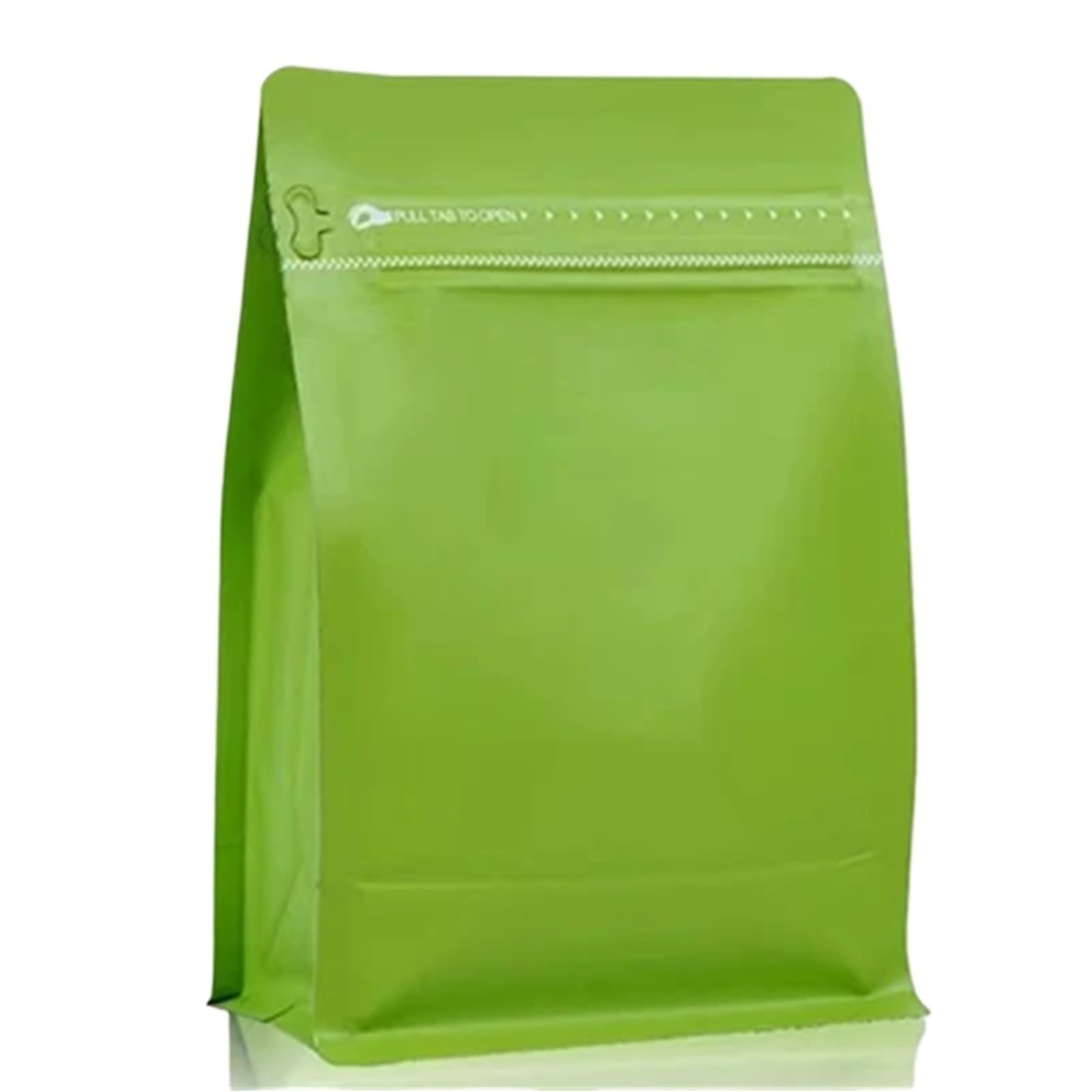Sac en papier d'aluminium vert avec valve pour café de 100g