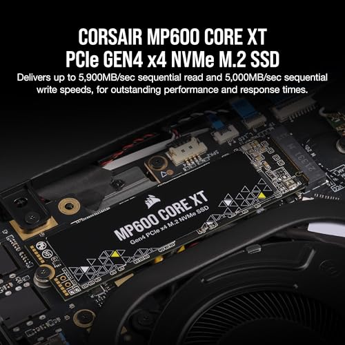 Image of Corsair MP600 CORE XT 2TB M.2 PCIe Gen4 NVMe SSD - Up to 5900MB /s - QLC NAND - M.2 2280 - for PCIe 4.0 Notebooks and Desktops - Black