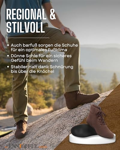 Pantoffelmann Tramper aus Veloursleder I Größe 36–48 I Bequeme Barfußschuhe für Damen & Herren I Hochwertige Boots aus echtem Leder I DDR Schuhe ideal zum Klettern