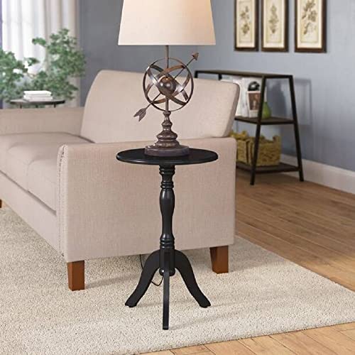 Image of Brown Art SHOPPEE Round Antique Accent Bedside Table Coffee Stand Home Storage Organizer for Living Room Bedroom (Black)