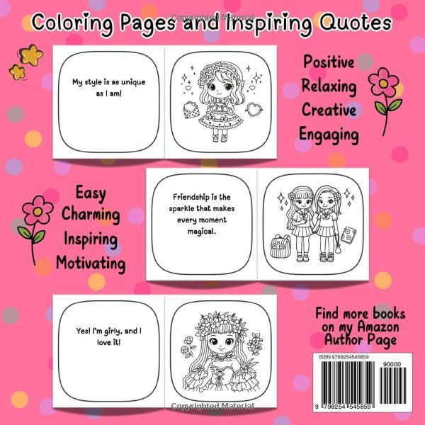 Cute Girls and Flowers Coloring Book for Kids Ages 7–12: Fun and Relaxing Girly Fashion Designs with Positive Quotes | Drawing and Colouring | Creative Screen Free Activities image 3