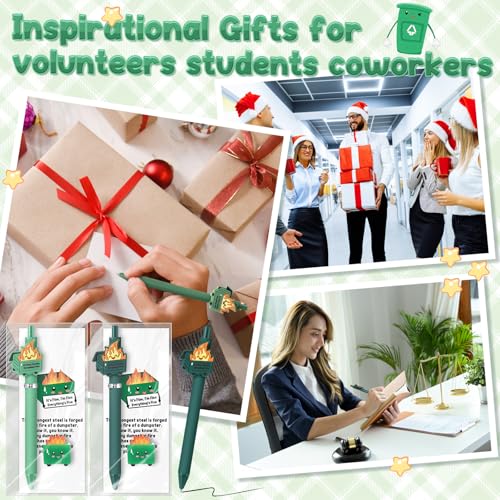 Sayglossy 24 Set Dumpster Desk Accessories Valentine\'s Day Employee Appreciation Gifts Bulk Inspirational Pens Mini Dumpster Figure Encouragement Card Bookmark Funny for Teacher Coworkers Team Staff - Thumbnail 7