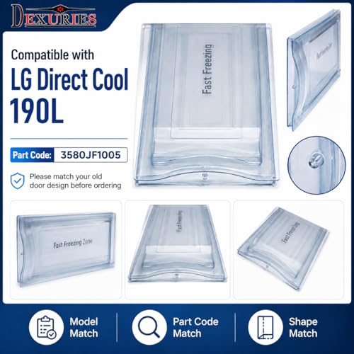 Image of DEXURIES Dual Layer Crystal Clear Freezer Door /Freezer Flap Compatible with LG Direct Cool Refrigerator 190L | Replacement Freezer Compartment Door | Part Code 3580JF1005 | Transparent (Pack of 1)