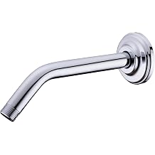 9 Inch Chrome Shower Arm and Flange Stainless Steel Angled Pipe | Wall Mounted Head Extension with Polished Finish, Gooseneck Curved Shower Neck