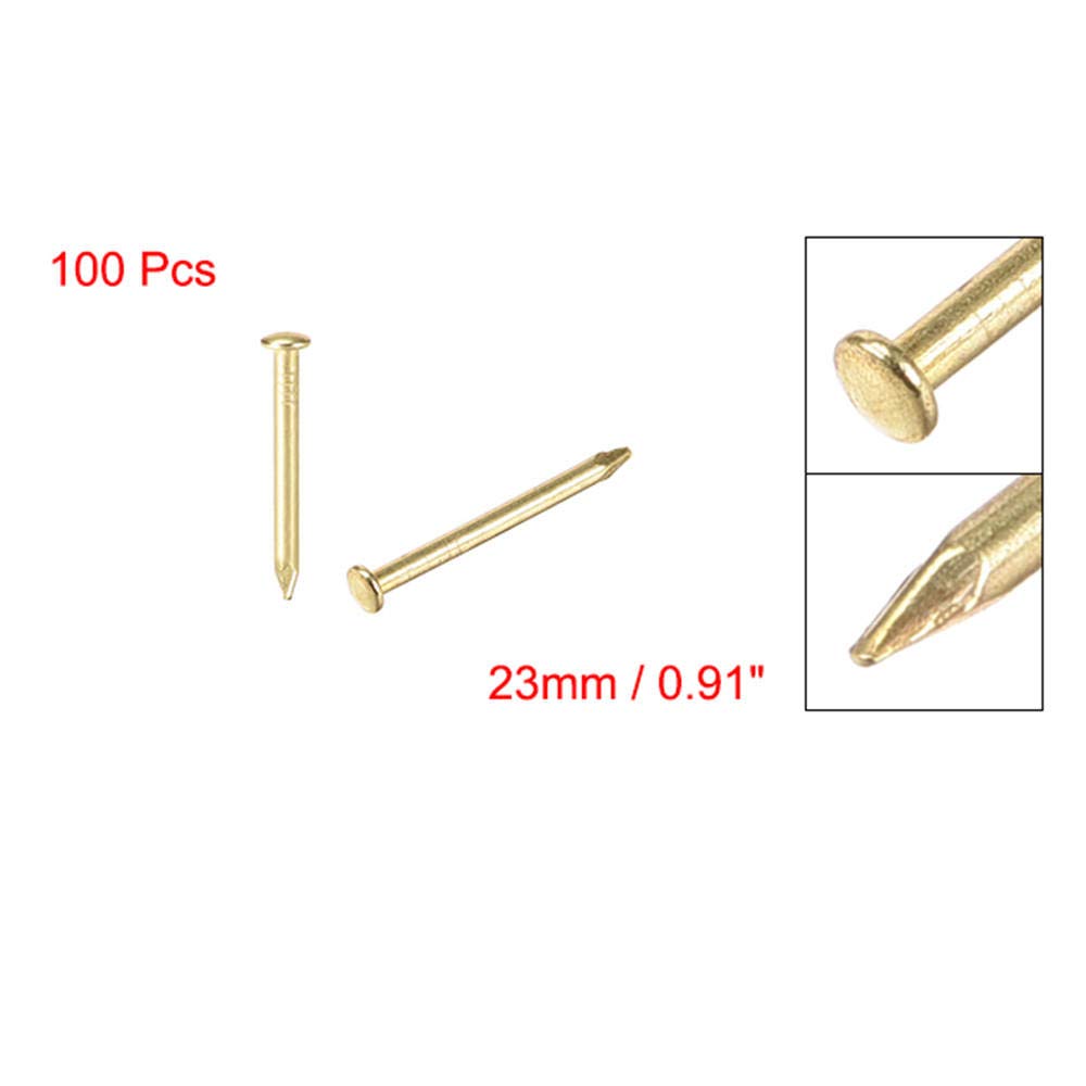 Clavos de ferretería, clavos de acero para ladrill 1,8 x 23 mm, utilizado for decoración de bricolaje, cuadro, caja madera, accesorios for el hogar, dorado, 100 piezas