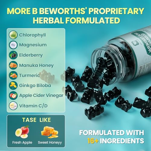 Sea Moss Gummies | Black Seed Oil Ashwagandha Chlorophyll | with Turmeric, Magnesium, Elderberry, Manuka Honey - Irish Sea Moss Gummy for Immune & Digestive, Gut Detox Support | Vegan, 120 - Image 4