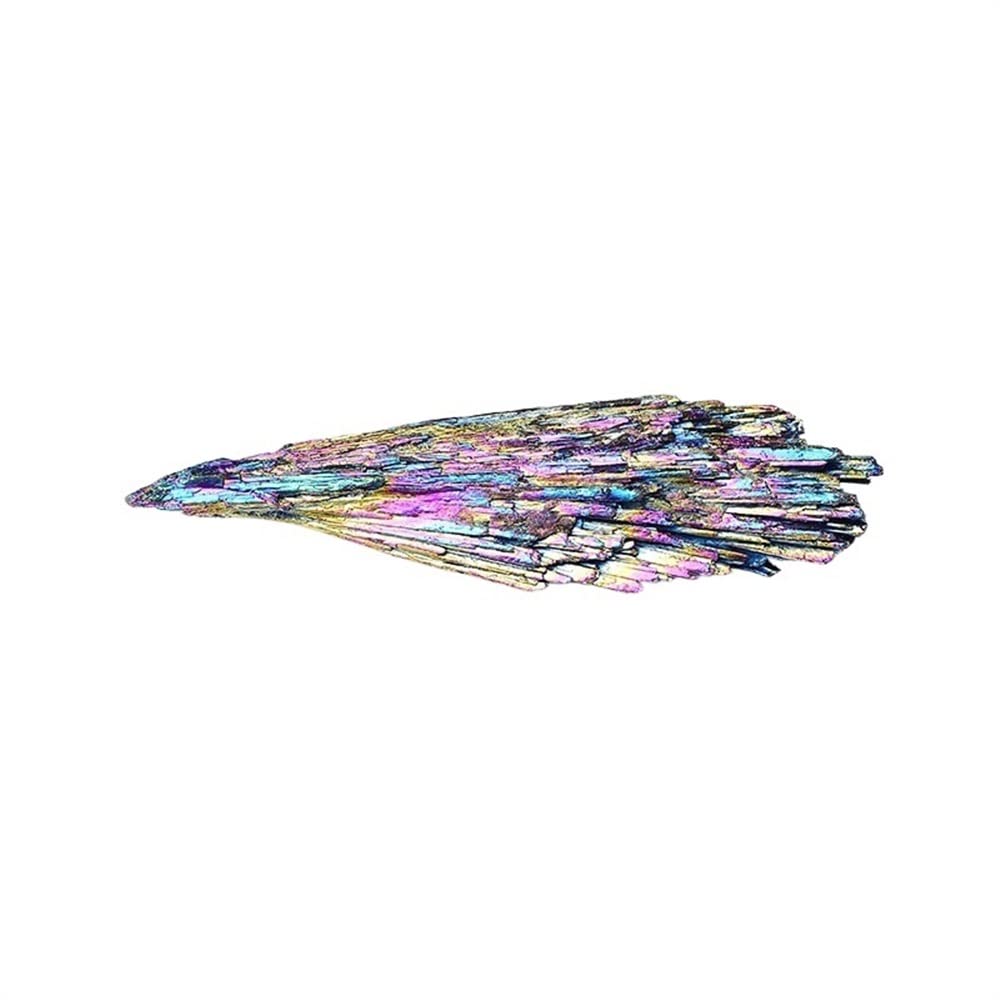 AUOQKQUT 1pc Quartz Crystal Jet Stone Rainbow Titanium Cluster Electroplate Color Feather Shape Ornament Ornaments AUOQKQUT