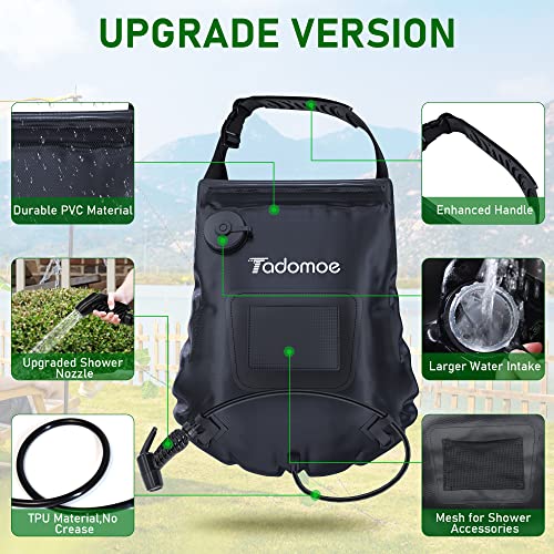 Tadomoe Portable Shower For Camping With A 5-Gallon/20L Capacity,Temperature Gauge & Convenient Shower Nozzle,Enjoy A Hot Solar Shower Anywhere You Travel,Perfect For Beach Trips,Camping,Hiking #TOP1